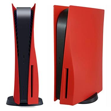 Imagem de Capa para PlayStation 5 edição de disco, painéis para console PS5, acessórios para placa, protetor de placa de substituição com proteção contra poeira e riscos – disco, vermelho