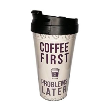 Imagem de Copo Térmico C/ Tampa Coffee First Problems Later - Café