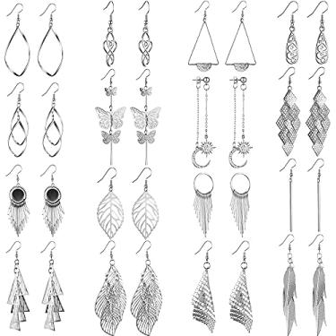 Imagem de Brincos femininos Funtopia com 16 pares de brincos de borboleta e lua, joias modernas para festa de aniversário, casamento, Metal, Sem pedra preciosa