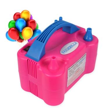 Imagem de Mazzilli Inflador Compressor Balão Bexiga 2 Bico Festa Aniversário Cor: Rosa 220V
