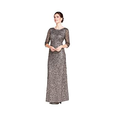 Imagem de Adrianna Papell Vestido feminino de manga 3/4 com contas nas costas, Grafite, 44