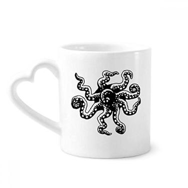 Imagem de Caneca de cerâmica com ilustração de polvo da vida marinha copo de coração de vidro