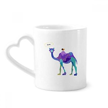 Imagem de Caneca azul de desenho animado de pássaro roxo camelo azul caneca café cerâmica copo de coração de vidro