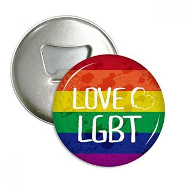 Imagem de Love LGBT Abridor de garrafas de coração com tinta arco-íris emblema multifuncional