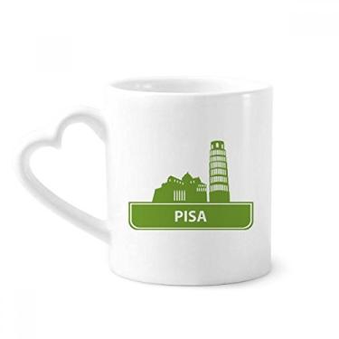 Imagem de Pisa Italy Caneca verde padrão de ponto de referência café cerâmica copo de coração de vidro