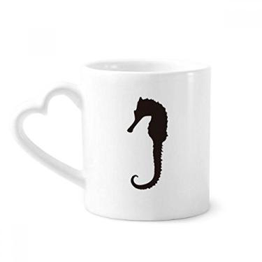 Imagem de Hippocampus Marine Life Caneca contorno preto caneca café cerâmica copo de coração de vidro