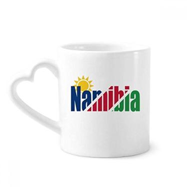 Imagem de Caneca com nome da bandeira do país da Namíbia caneca de café cerâmica copo de coração de vidro