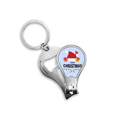 Imagem de Feliz Natal Papai Noel chapéu cortador de unha abridor chaveiro tesoura