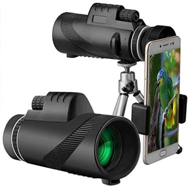 Imagem de Telescópio monocular 40x60 de alta potência IPX5 à prova d'água com pouca luz com prisma BAK4, telescópio para smartphone com suporte e tripé ajustável para observação de pássaros no celular