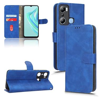 Imagem de Capas de telefone Business Skin Feel compatíveis com Infinix Hot 20i Hot 20 i Capa de couro slots para cartão clipe carteira capa de telefone à prova de choque (azul, Infinix Hot 20i)