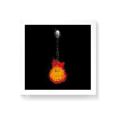 Imagem de Arte Maníacos Quadro Decorativo Guitarra Color Centro - 50x50cm (Moldura em laca branca)