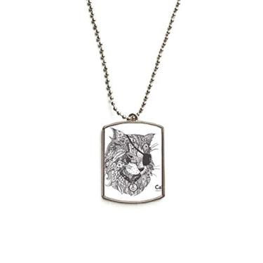 Imagem de Colar de gato com pingente de corrente de aço inoxidável com pintura humana de um olho para cães