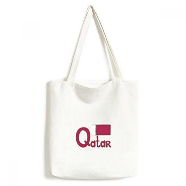 Imagem de Bolsa de lona com estampa roxa da bandeira nacional do Qatar, bolsa de compras casual