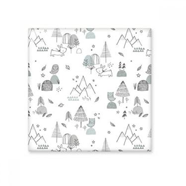 Imagem de Azulejo de cerâmica brilhante de desenho animado pássaro montanha estrela grama árvore tijolo vitrificado pedra adornada