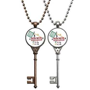 Imagem de OFFbb-USA Colar com pingente de chave de teorema do Pitágoro para decoração de casais