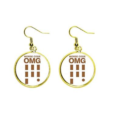 Imagem de Brinco de gota dourada com expressão do horizonte Morse Code joia feminina