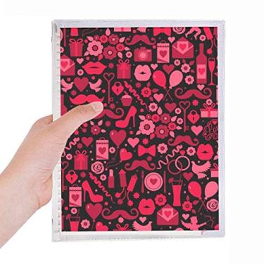 Imagem de Caderno de corações rosa preto lábios dia dos namorados folha solta diário recarregável artigos de papelaria