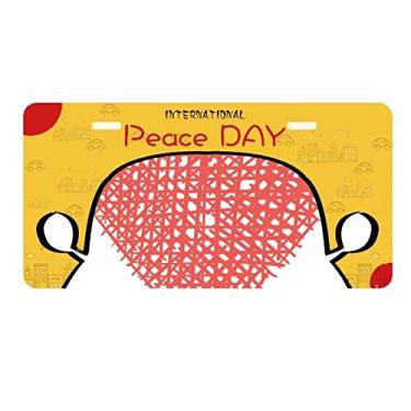 Imagem de DIYthinker Placa de carro com desenho de grafite rosa para Dia dos Namorados Decoração de carro Dia da Paz