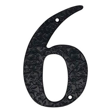 Imagem de Placa de ferro fundido com número de placa flutuante 3D de 12,7 cm em aço carbono preto grande, placa de porta com dígitos de endereço, montagem com parafuso, durável antiferrugem