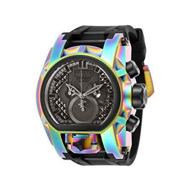Imagem de Invicta Relógio masculino de quartzo de aço inoxidável com pulseira de silicone, preto, transparente, 34 (modelo: 25609, 29995), Metálico, Relógio de quartzo, cronógrafo