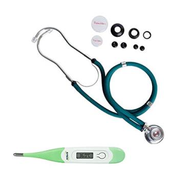 Imagem de Kit Estetoscópio Clinico Premium + Termometro Digital Axilar (Verde)