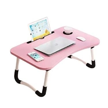 Imagem de Mesa Portátil De Madeira Dobrável Para Estudo, Mesa De Computador Para Cama, Sofá C21 (Rosa)