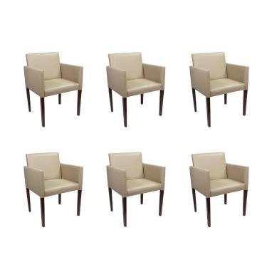 Imagem de Kit 6 Poltronas Nina Executiva Em Tecido Sintético - Bege - Cor: Bege