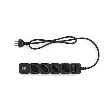 Imagem de Filtro de Linha com 4 Tomadas e 2 entradas USB E 204 Preto Intelbras