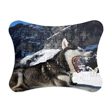 Imagem de Moldura de quebra-cabeça Big Mouth Dog Snow Husky para decoração de fotos