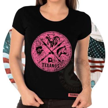 Imagem de Camiseta Country Preta Texanos Cowboy Manga Curta Atacado Algodão - Te