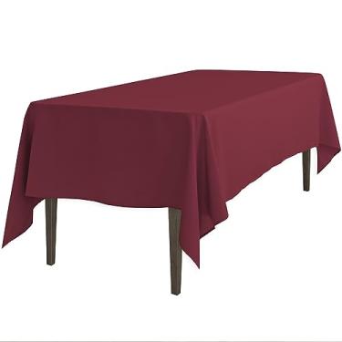 Imagem de LinenTablecloth Toalha de mesa retangular de poliéster 152 x 300 cm bordô