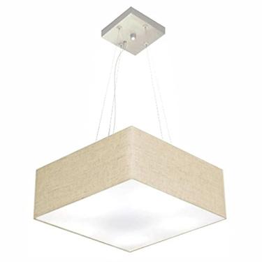 Imagem de Lustre Pendente Quadrado Cúpula Tecido 15/45x45 cm, Vivare Iluminação, Pendente4196 RST, Rustico Bege, Médio