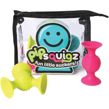 Imagem de Conjunto PipSquigz de 6 peças com bolsa de armazenamento — conjunto de construção Rattle Suction e estojo bônus