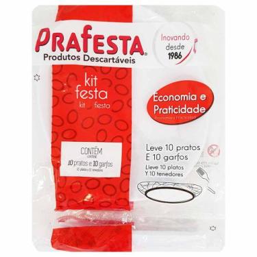 Imagem de Kit Festa Prafesta Com Prato E Garfo 10 Unidades
