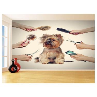 Imagem de Papel De Parede Animal Cão Petshop Banho Tosa 3,5M Anm376
