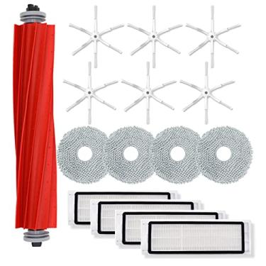 Imagem de Kit de acessórios compatível com peças de reposição para aspirador de pó robótico Roborock P10/Q Revo, 1 escova principal de rolo de borracha, 3 pares de escovas laterais, 4 filtros HEPA, 4 panos de esfregão