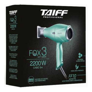 Imagem de Secador Taiff Profissional Fox 3 Soft Green 2200w 110v Profissional