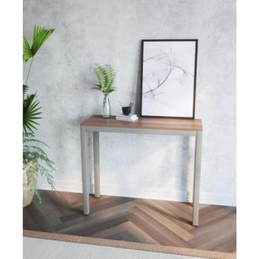 Imagem de Aparador para Sala de Estar 90x75x35cm São Paulo Estanho/Mdf Nogál Malaga