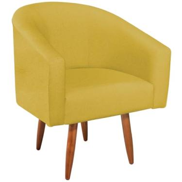 Imagem de Poltrona Cadeira Decorativa Luiza Pés Palito Suede Sala Estar Salão de Beleza Recepção Escritório e Penteadeira Doce Sonho Móveis (Amarelo)