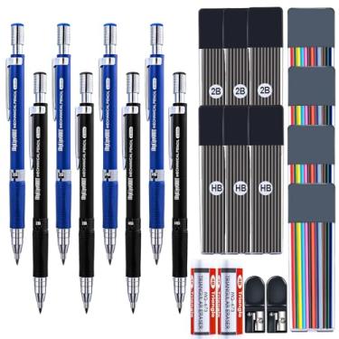 Imagem de MyLifeUNIT Conjunto de 22 lápis mecânicos de 2,0 mm, 8 lápis de chumbo com 10 refis de chumbo, 2B, preto e colorido, 2 borrachas e 2 apontadores para desenhar, esboçar e desenhar
