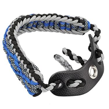 Imagem de SUNYA Alça de pulso com arco de tiro, alça de paracord 550 confortável na mão. Pala de couro 100% flor integral, várias cores camufladas. Ajuste estabilizador composto de arco e recurvo. (Defender-M4)