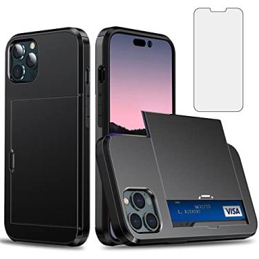 Imagem de Asuwish Capa de celular para iPhone 14 Pro Max de 6,7 polegadas com protetor de tela de vidro temperado e suporte para cartão de crédito capa carteira rígida híbrida iPhone14promax 5G i Phone14Max