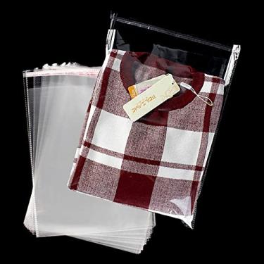 Imagem de Keoferlo Sacos de celofane autoadesivos com selagem 35,5 x 50,8 cm, sacos grandes de celofane, camiseta de plástico, sacos de poliéster transparentes para roupas, cesta, lençóis de cama (100CT
