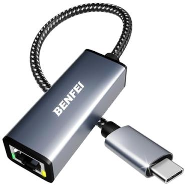 Imagem de BENFEI Adaptador USB-C para Ethernet, USB tipo C (Thunderbolt 3/4) para RJ45 Gigabit Ethernet LAN adaptador de rede compatível com iPhone 15 Pro/Max, MacBook Pro/Air 2023, iPad Pro, iMac, S23, XPS 17