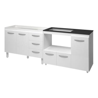 Imagem de Moblis Móveis, Kit Balcão para Pia 118 cm Bianca Branco com Balcão para Cooktop 5 Bocas Ana Branco