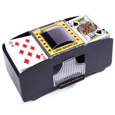 Imagem de Rareidel Baralho automático de cartas com 2 baralhos, máquina operada por bateria, embaralhador de cartas elétrico de cassino para UNO, Blackjack, Texas Hold'em, jogos de cartas domésticos