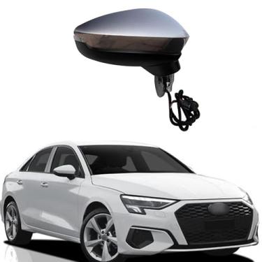 Imagem de Substituição do espelho lateral do passageiro adequado para Audi A3 A3L 2019, 2020, 2021, 2022, conjunto de espelho lateral para acessórios Audi, montagem de espelho retrovisor lateral (6 fios)