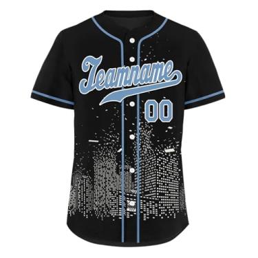 Imagem de AWSOLE Camisetas de beisebol personalizadas com design urbano uniforme de equipe de baixo para baixo, camisas masculinas, número de nome costurado, Estilo 1, P