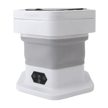 Imagem de Máquina de Lavar Dobrável, Mini Lavadora Compacta, Máquina de Lavar Portátil Com Secador, Limpeza Profunda, Máquina de Lavar Elétrica Pequena para Roupas íntimas, Meias, (Cinza)