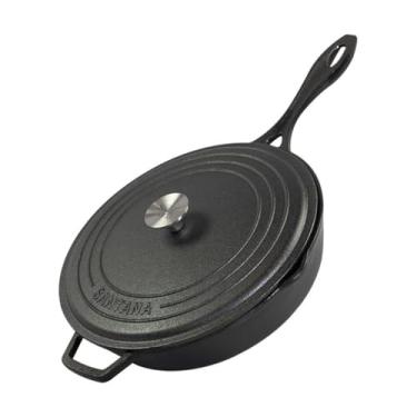 Imagem de Frigideira de Ferro Fundido Cabo 28 Cm de Ferro Com Tampa Santana